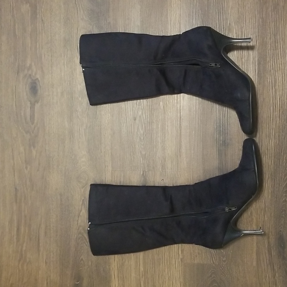 Black Faux Suede Boots - Picture 3 of 9